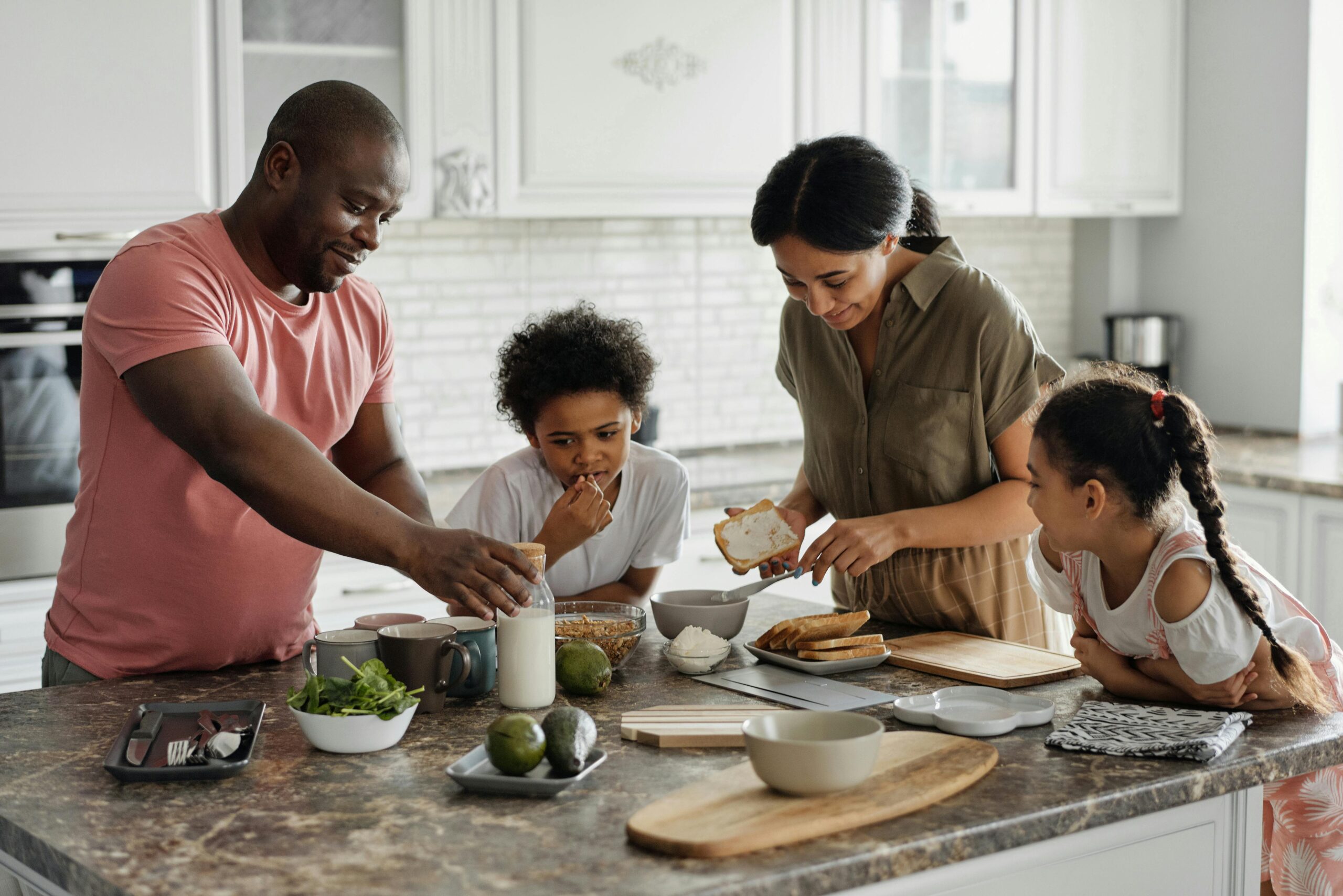 A family cooking together 