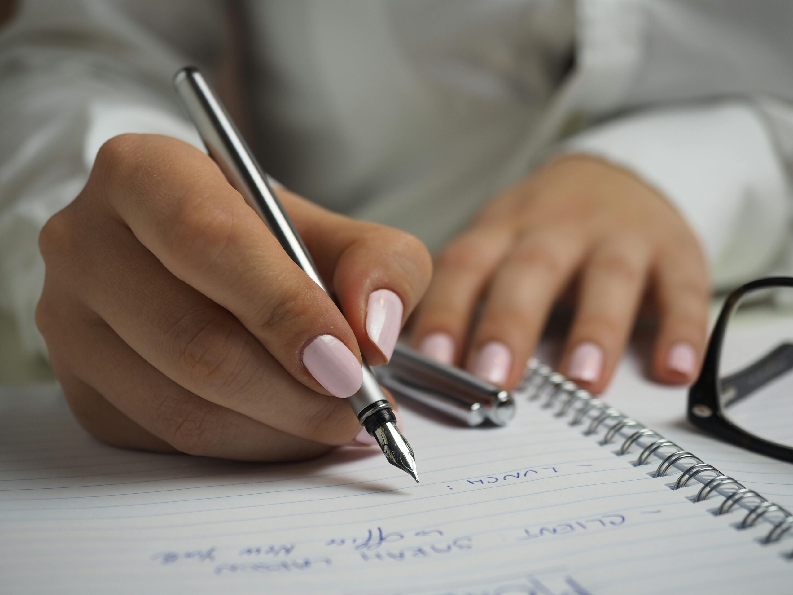 A woman writing 