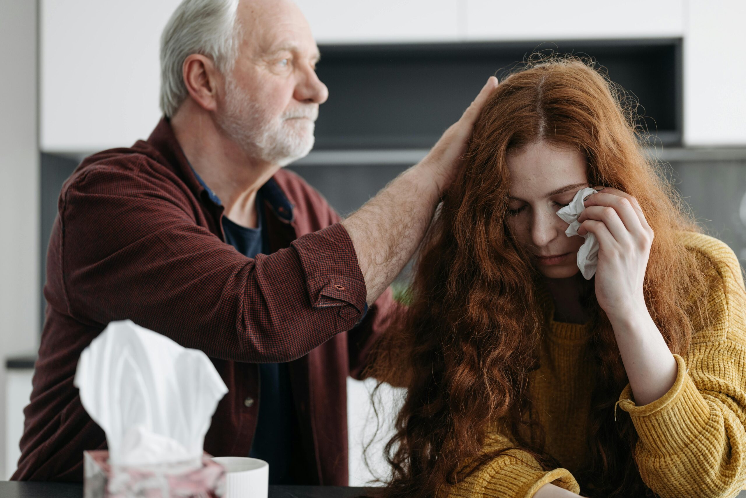 A family member supporting a loved one. 