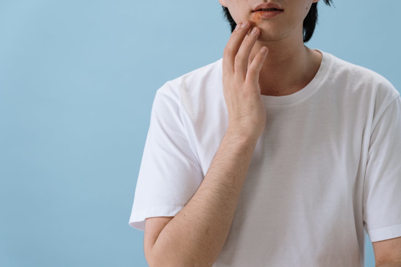 A young man facing problems with drugs and skin sores