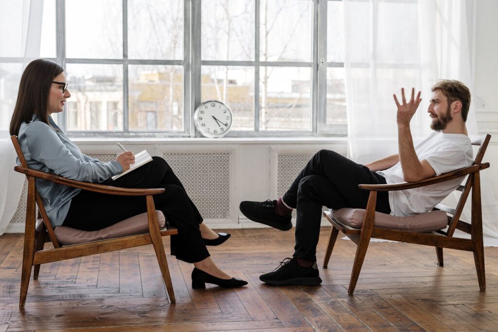 talking with professional therapist
