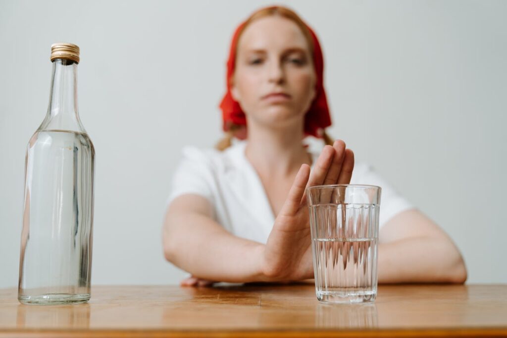 woman denying alcohol
