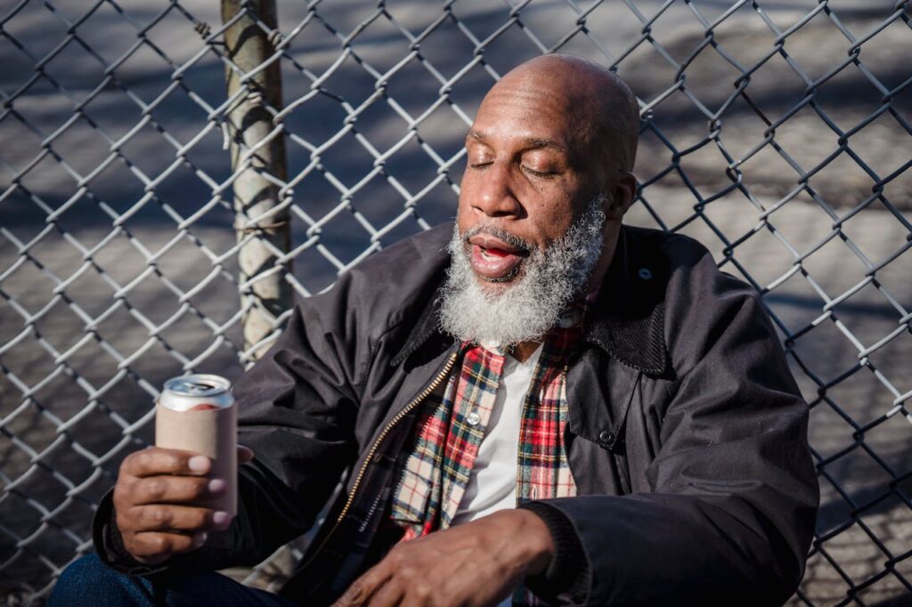 man on the street struggling with BPD and alcohol abuse