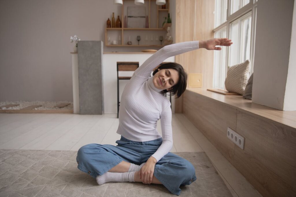 doing yoga while thinking about lifestyle changes to support recovery