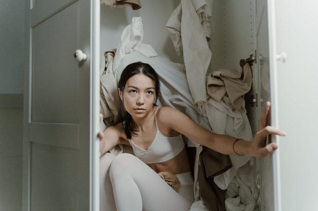 a woman in a closet