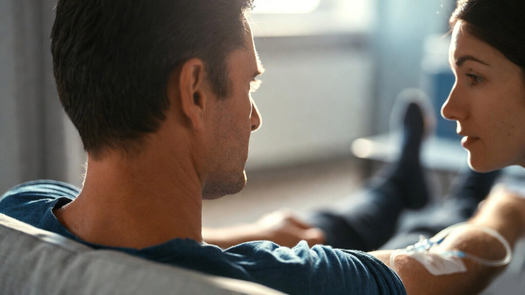a man and a woman at home doing a detox